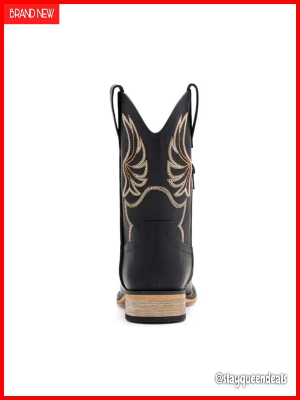 Kids Western Cowboy Boots Faux Leather Square Toe Embroidered Pull-On